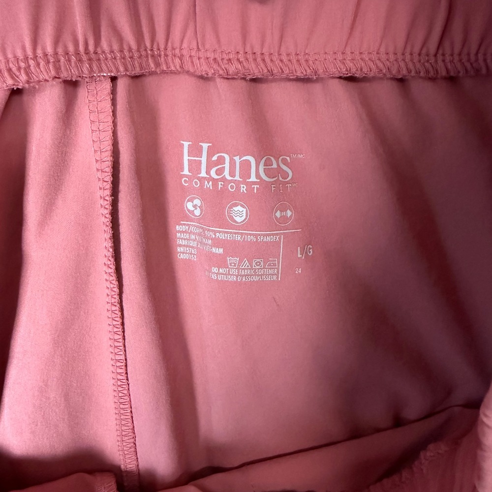 Hanes Comfort Fit Womens Scrub Set Large Rose Pink V-Neck Top Jogger Pants L/G - Picture 9 of 13